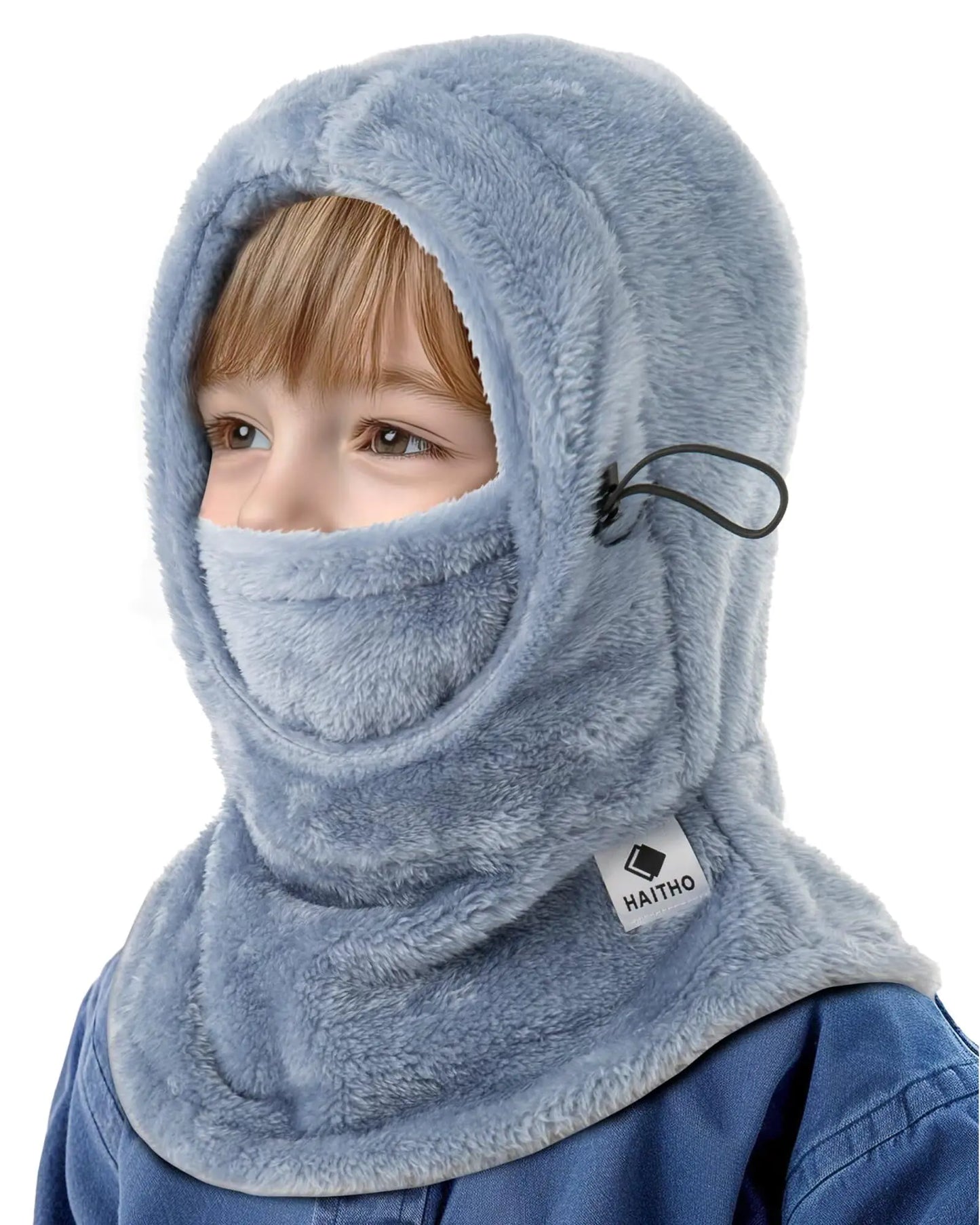 Kids Ski Mask Balaclava for Boys Girls 2 Size Thermal Fleece Winter Face Mask Hat for 2-12 Kids Toddler Warm Balaclava Hood Neck Scarf for Cold Weather Skiing Cycling Daily Use-05 Blue