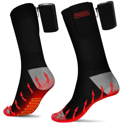 Trazon Heated Socks for Men and Women Rechargeable - Electric Battery Thermal Hunting Fishing Camping Skiing Cycling Running Washable Ergonomical with 4 Temp Modes 5V 5000mA