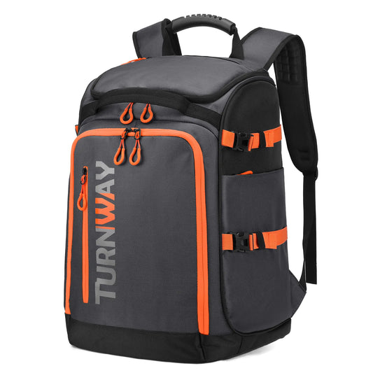TurnWay Ski/Snowboard Boot Bag/Skating Bag | Excellent for Store and Transport Gear Jacket Helmet Goggles Gloves & Accessories (Grey-Orange)