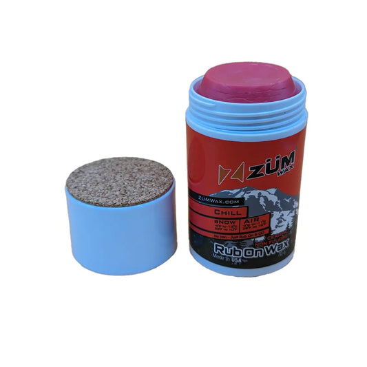 ZUMWax Rub-On Ski/Snowboard/Nordic/Cross-Country CERAMIC Wax 70g CHILL Temperature Easy cork applicator long-lasting performance vanilla scent Made in USA PFAS-free Great quick waxing on the go