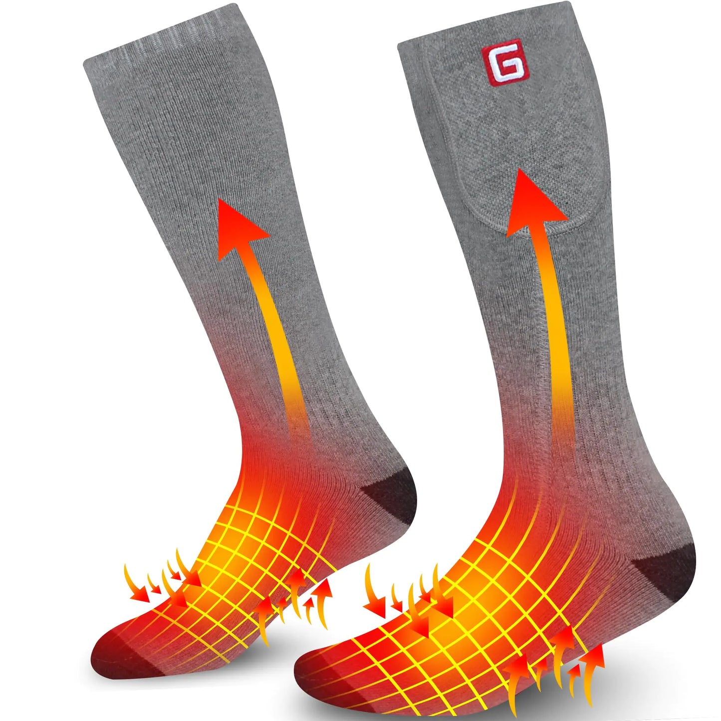 GEMSTONEGO Electric Heated Socks for Teenagers Youth Rechargeable Battery Powered Operated Heated Socks for Middle Senior High School (Grey)